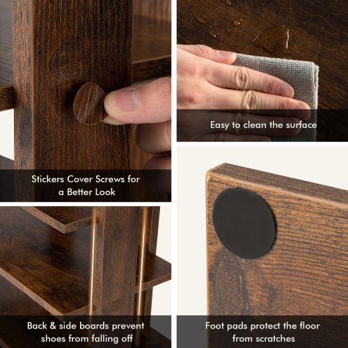 Costway Patented 7-Tier Double Rows Shoe Rack Vertical Wooden Shoe Storage Organizer