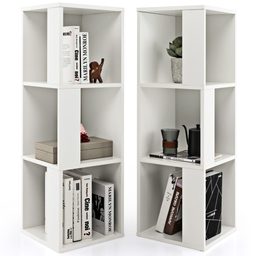 Costway 2 PCS 3-tier Wood Bookshelf Display Storage Rack for Small Spaces
