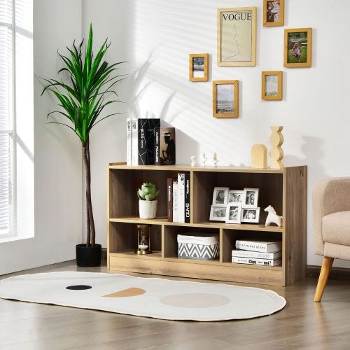 Costway Kids 2-Shelf Bookcase 5-Cube Wood Toy Storage Cabinet Organizer