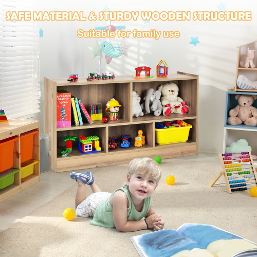 Costway Kids 2-Shelf Bookcase 5-Cube Wood Toy Storage Cabinet Organizer