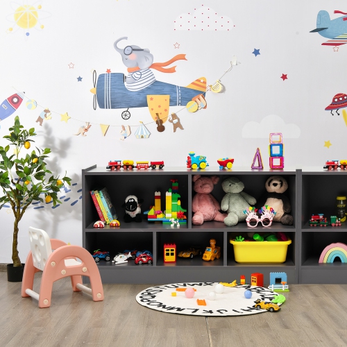 Meuble de rangement à 2 tablettes en bois à 5 cubes pour jouets de Costway pour enfants