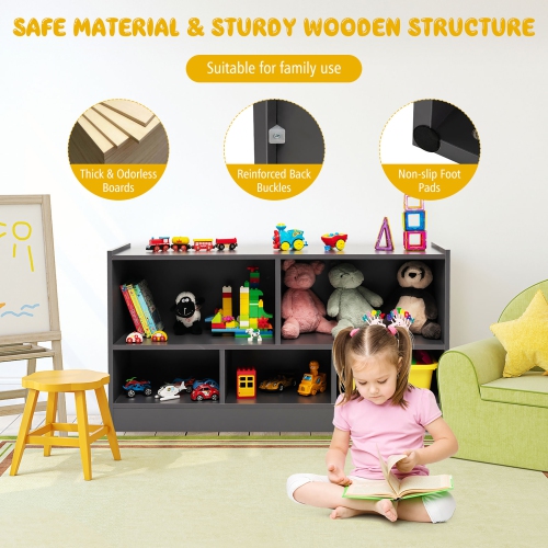 Meuble de rangement à 2 tablettes en bois à 5 cubes pour jouets de Costway pour enfants