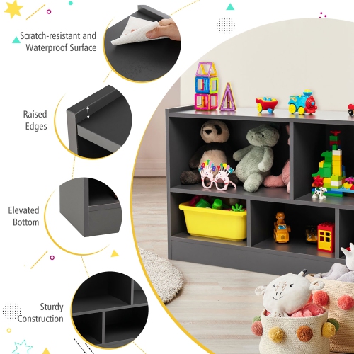 Meuble de rangement à 2 tablettes en bois à 5 cubes pour jouets de Costway pour enfants