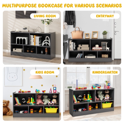 Meuble de rangement à 2 tablettes en bois à 5 cubes pour jouets de Costway pour enfants