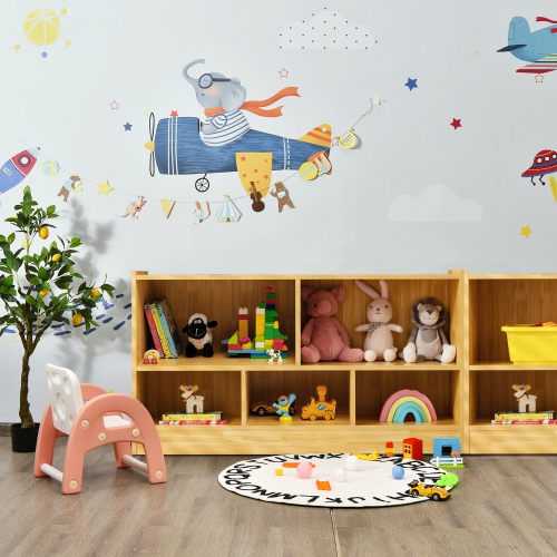 Meuble de rangement à 2 tablettes en bois à 5 cubes pour jouets de Costway pour enfants