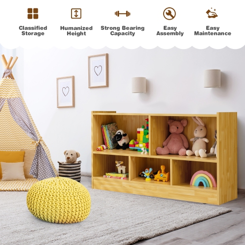 Meuble de rangement à 2 tablettes en bois à 5 cubes pour jouets de Costway pour enfants