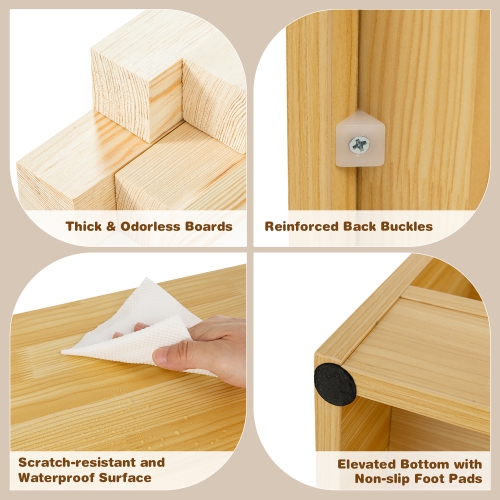 Meuble de rangement à 2 tablettes en bois à 5 cubes pour jouets de Costway pour enfants