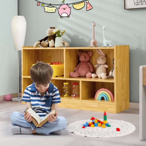 Meuble de rangement à 2 tablettes en bois à 5 cubes pour jouets de Costway pour enfants