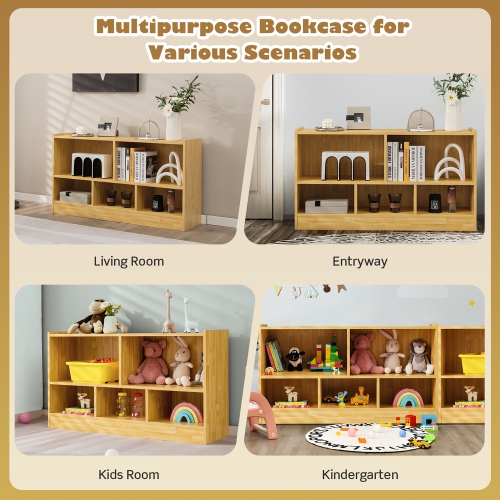 Meuble de rangement à 2 tablettes en bois à 5 cubes pour jouets de Costway pour enfants
