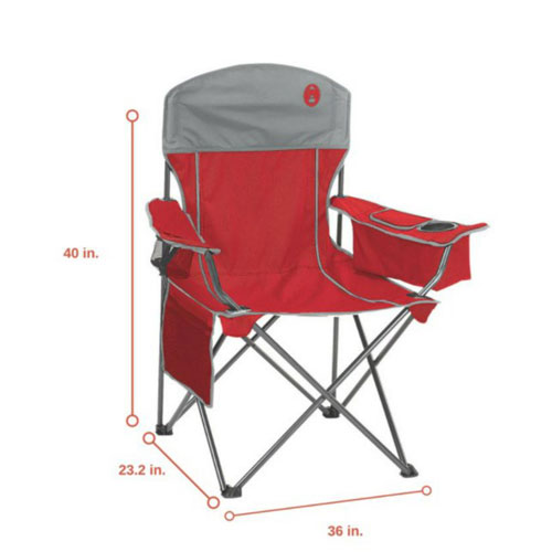 Chaise d'extérieur pliante surdimensionnée Quad de Coleman avec glacière - Rouge
