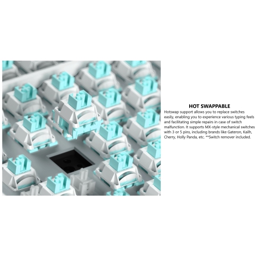 Pulsar Gaming Gears XBOARD QS RGB Mechanical Gaming Keyboard - Hot-Swappable, Kailh Box Ice Mint V2 Switches, Aluminum Frame with Knob, Tenkeyless,