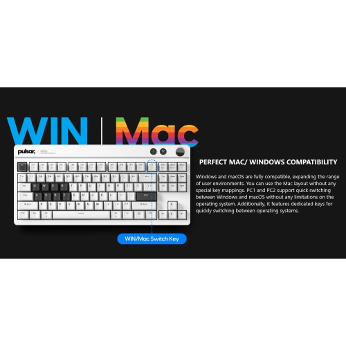 Pulsar Gaming Gears XBOARD QS RGB Mechanical Gaming Keyboard - Hot-Swappable, Kailh Box Ice Mint V2 Switches, Aluminum Frame with Knob, Tenkeyless,