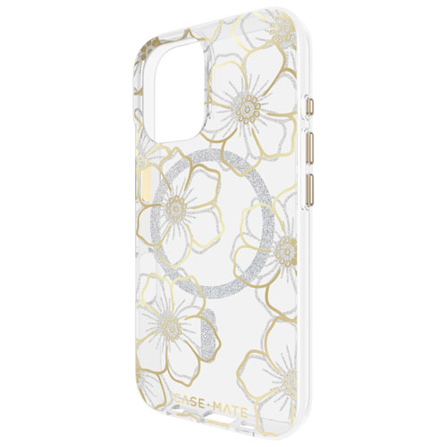 Étui rigide ajusté Floral Gems de Case-Mate avec MagSafe pour iPhone 16 - Doré