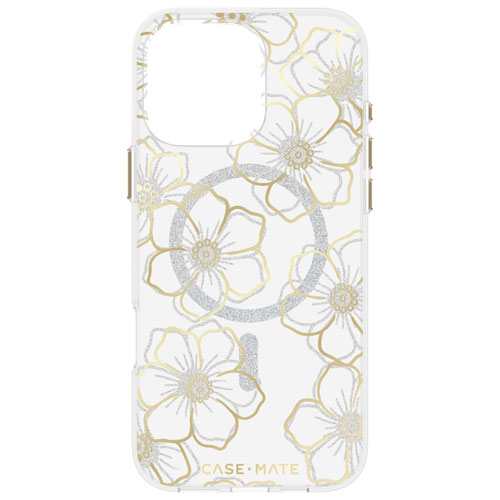 Étui rigide ajusté Floral Gems de Case-Mate avec MagSafe pour iPhone 16 Pro Max - Doré