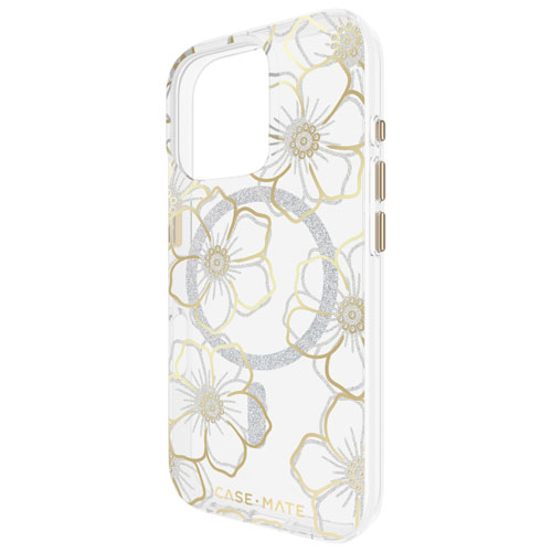 Case-Mate Floral Gems Fitted Hard Shell Case with MagSafe for iPhone 16 Pro - Gold
