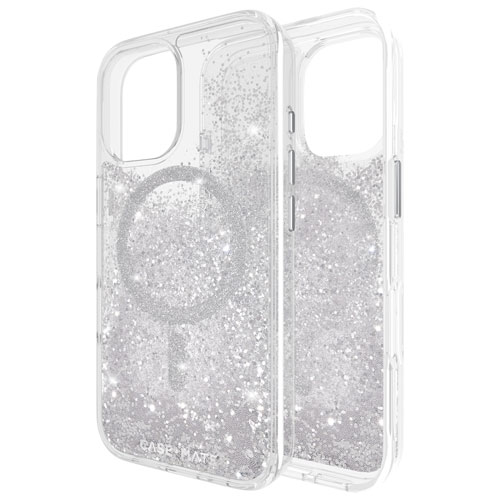 Étui rigide ajusté Waterfall de Case-Mate avec MagSafe pour iPhone 16 - Argenté