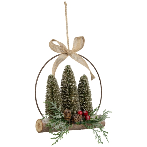 Frosted Mini Bottle Brush Trees Christmas Ornament - 7"
