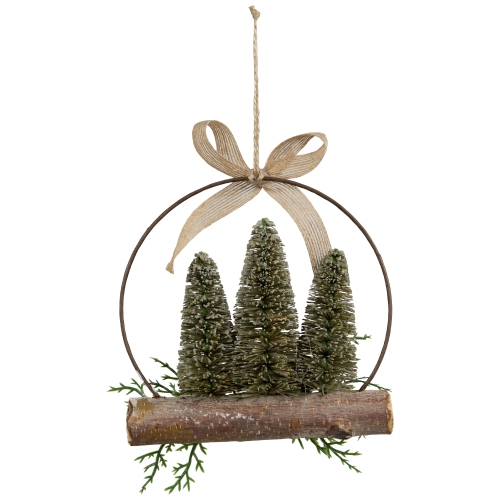 Frosted Mini Bottle Brush Trees Christmas Ornament - 7"