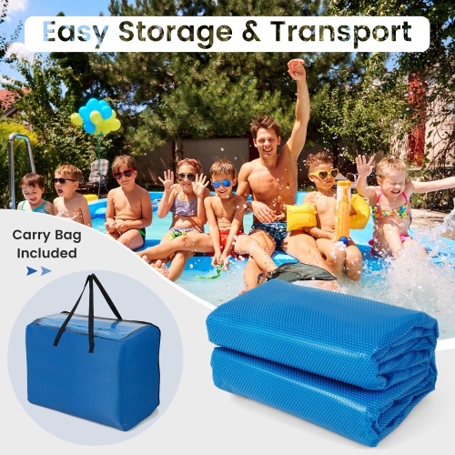 Costway 16x32 ft Rectangular Pool Solar Cover 12 Mil Heat Retaining Blanket with Carry Bag