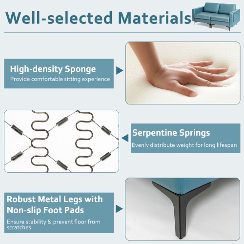 Costway Modern Loveseat Leathaire Fabric 2-Seat Sofa Couch w/ Side Storage Pocket