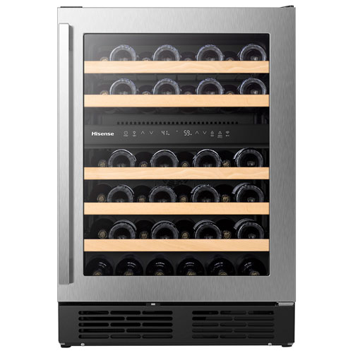 Hisense 46-Bottle Freestanding/Built-In Dual Temperature Zone Wine Fridge with Wi-Fi - Stainless Steel