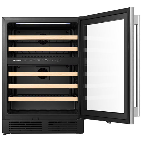 Hisense 46-Bottle Freestanding/Built-In Dual Temperature Zone Wine Fridge with Wi-Fi - Stainless Steel