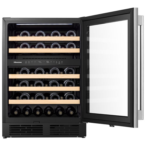 Hisense 46-Bottle Freestanding/Built-In Dual Temperature Zone Wine Fridge with Wi-Fi - Stainless Steel