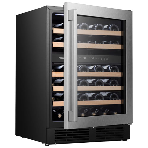 Hisense 46-Bottle Freestanding/Built-In Dual Temperature Zone Wine Fridge with Wi-Fi - Stainless Steel
