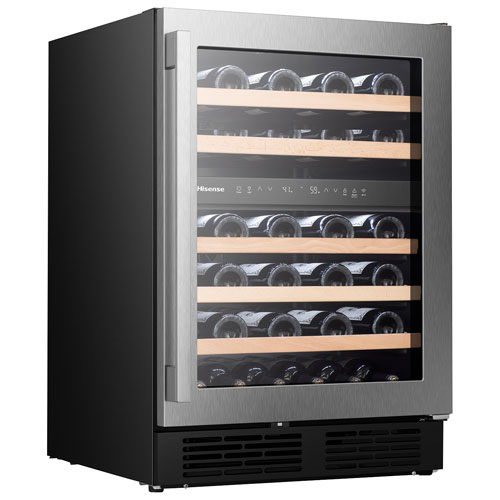 Hisense 46-Bottle Freestanding/Built-In Dual Temperature Zone Wine Fridge with Wi-Fi - Stainless Steel