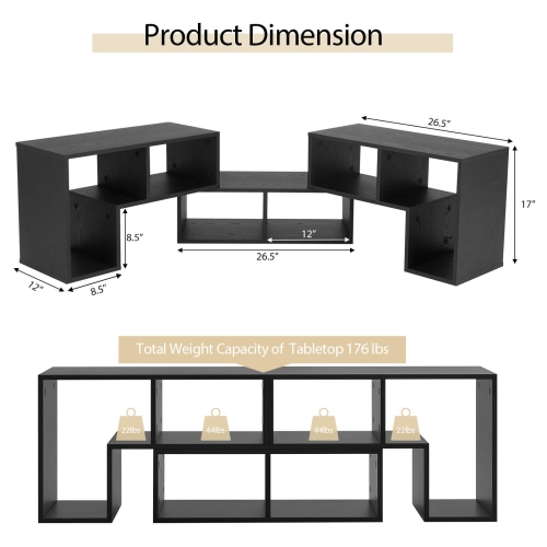 Costway 3 Pcs TV Stand for TV's up To 65" Console Entertainment Center Bookcase Shelves