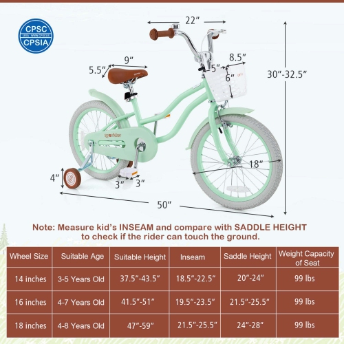 Costway 18" Kids Bike Toddler Bicycle with Training Wheel Kickstand for 4-8 Years Old