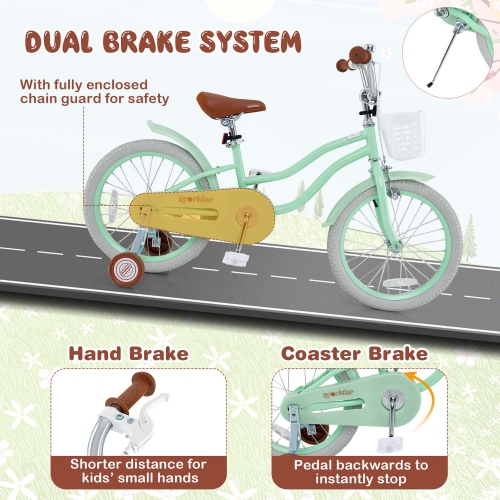 Costway 18" Kids Bike Toddler Bicycle with Training Wheel Kickstand for 4-8 Years Old