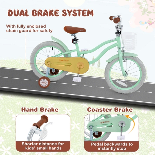 Costway 16" Kids Bike Toddler Adjustable Bicycle withTraining Wheel for 4-7 Years Old Girl