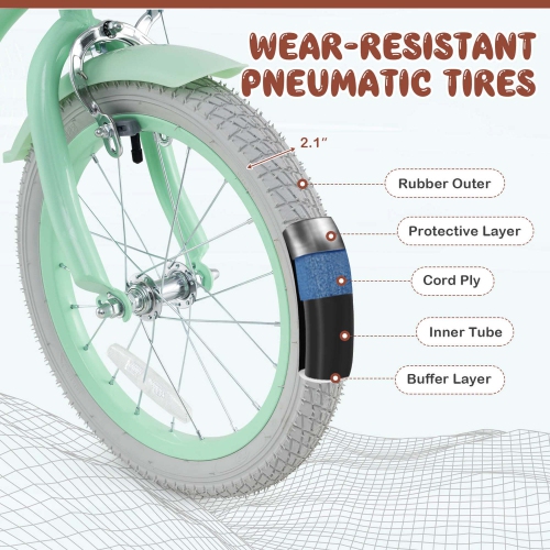 Costway 16" Kids Bike Toddler Adjustable Bicycle withTraining Wheel for 4-7 Years Old Girl