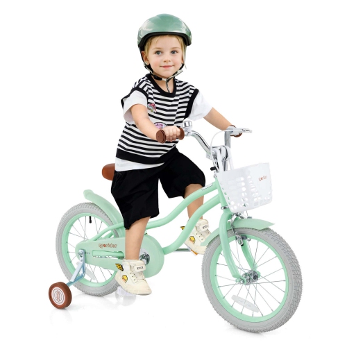 Costway 16" Kids Bike Toddler Adjustable Bicycle withTraining Wheel for 4-7 Years Old Girl