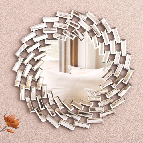 NIERBO  "18"" Decorative Wall Mirror Living Room Modern Round Mirrors for Wall Decor Circle Accents Mirror Hanging for Bathroom Bedroom Fireplace"