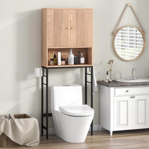 Costway Over The Toilet Storage Cabinet Free Standing Toilet Rack with Adjustable Shelf