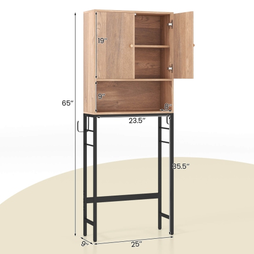 Costway Over The Toilet Storage Cabinet Free Standing Toilet Rack with Adjustable Shelf