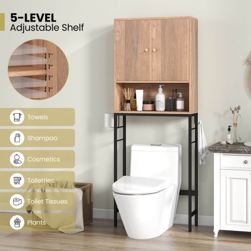 Costway Over The Toilet Storage Cabinet Free Standing Toilet Rack with Adjustable Shelf