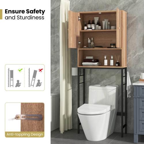 Costway Over The Toilet Storage Cabinet Free Standing Toilet Rack with Adjustable Shelf