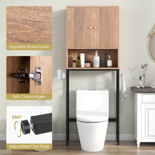 Costway Over The Toilet Storage Cabinet Free Standing Toilet Rack with Adjustable Shelf