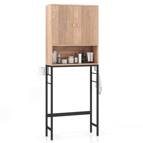 Costway Over The Toilet Storage Cabinet Free Standing Toilet Rack with Adjustable Shelf