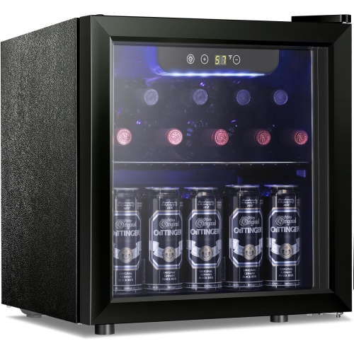 ZAFRO  12 Bottle Wine Cellar - Mini Beverage Fridge for Wine, 48 Can Small Wine Cooler for Home And Bar, Electronic Temperature Knob Control, 1.3 Cu. Ft