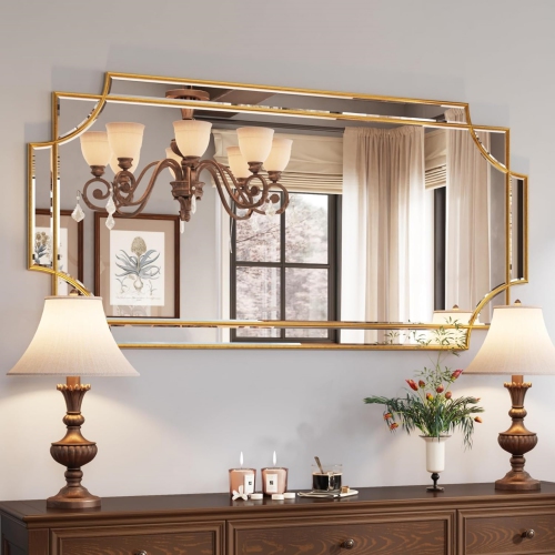 NIERBO  Bathroom Mirror for Wall, 24" X 48" Wall Mirror Vanity Mirror Decorative Mirror Wall Decor Beveled Mirror for Master Bath Half Bath Living