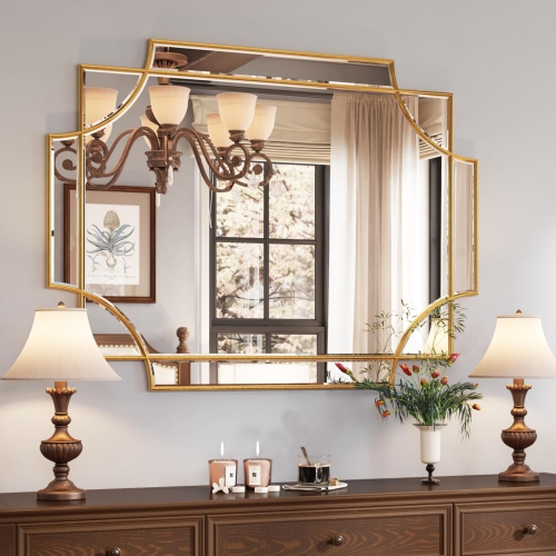 NIERBO  Large Decorative Mirror for Wall, 30" X 40" Bathroom Mirror Vanity Wall Mirror Rectangle Mirror Beveled for Master Bath Half Bath Living