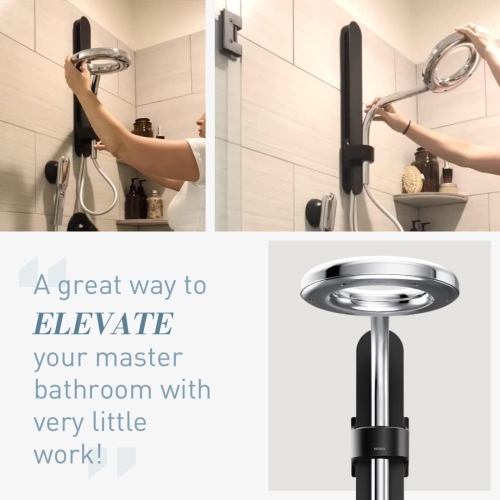 Moen N214R0BLC – douche à effet pluie pour spa, noir mat/chromé