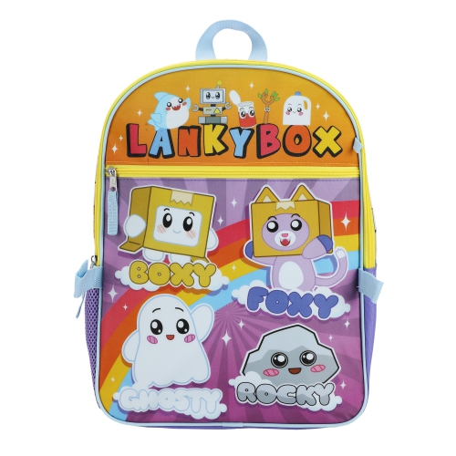 LankyBox Boxy Foxy Ghosty Rocky Kids 16" Backpack and Lunch Bag 5 Piece Set