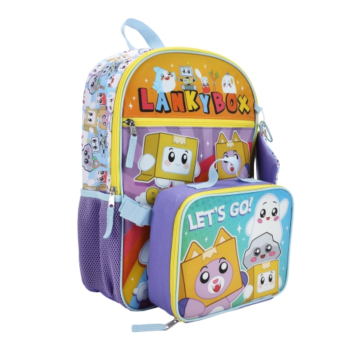 LankyBox Boxy Foxy Ghosty Rocky Kids 16" Backpack and Lunch Bag 5 Piece Set
