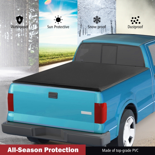 Costway 6.4 Ft Soft Roll-up Tonneau Cover Truck Bed for 02-23 Dodge Ram 1500/2500/3500