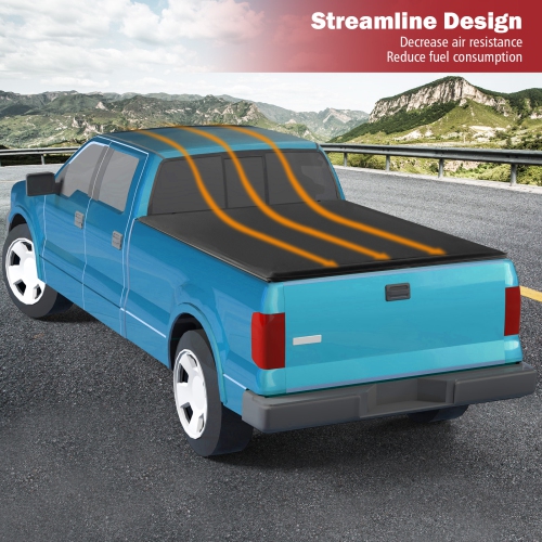 Costway 6.4 Ft Soft Roll-up Tonneau Cover Truck Bed for 02-23 Dodge Ram 1500/2500/3500